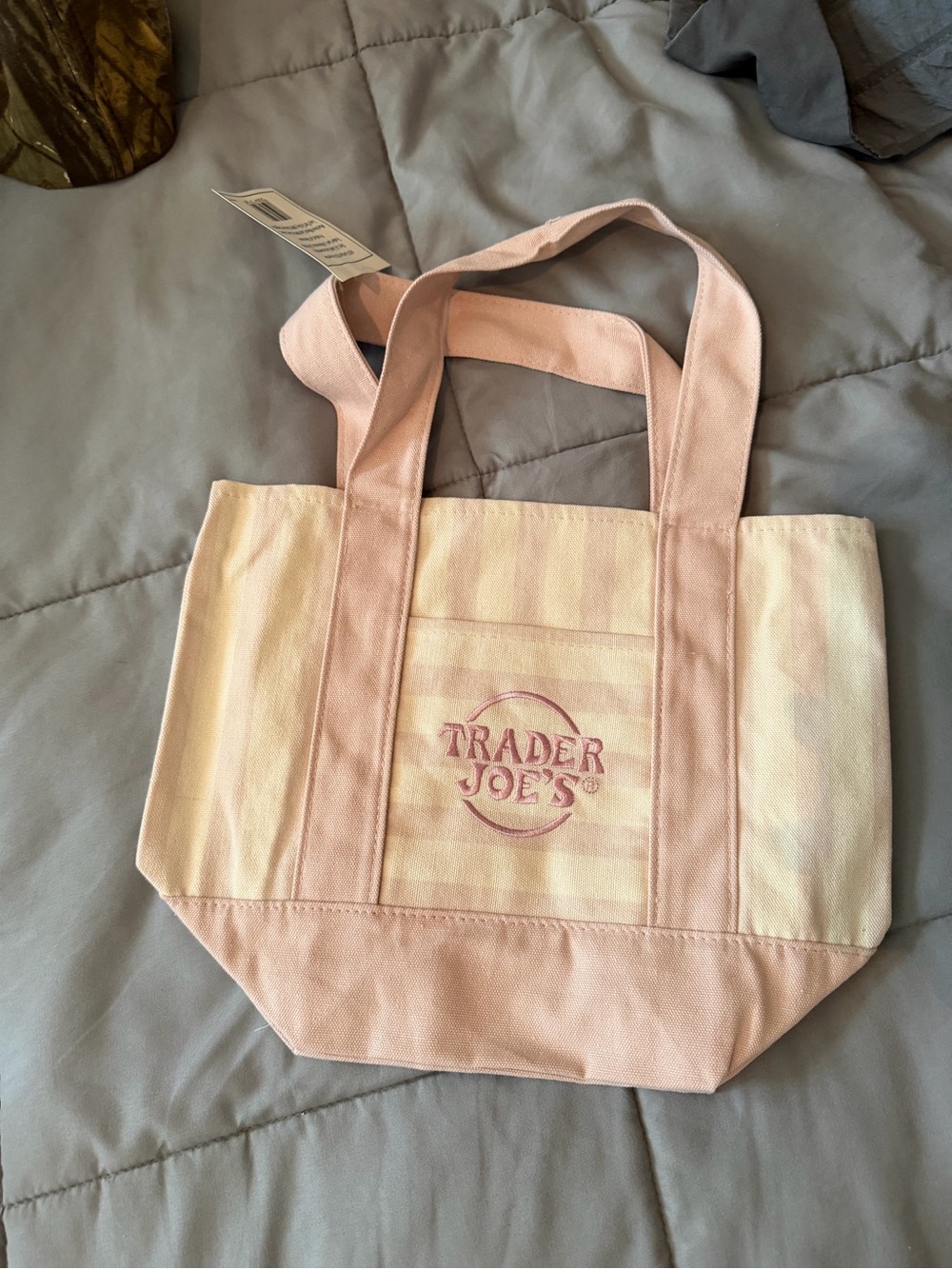 Trader Joe's Pink Stripe Canvas Tote